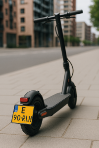 Elektrische step met Nederlandse kentekenplaat, verplicht voor gebruik op de openbare weg