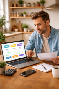 Man vergelijkt verschillende verzekeringen op laptop om te zien waarom verzekeringen vergelijken belangrijk is