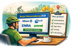 Beste fietsverzekering 2026 vergelijken met Allianz ANWB ENRA en Univé op computer