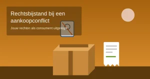 Illustratie van een geopend pakket met een kapot product en een kassabon